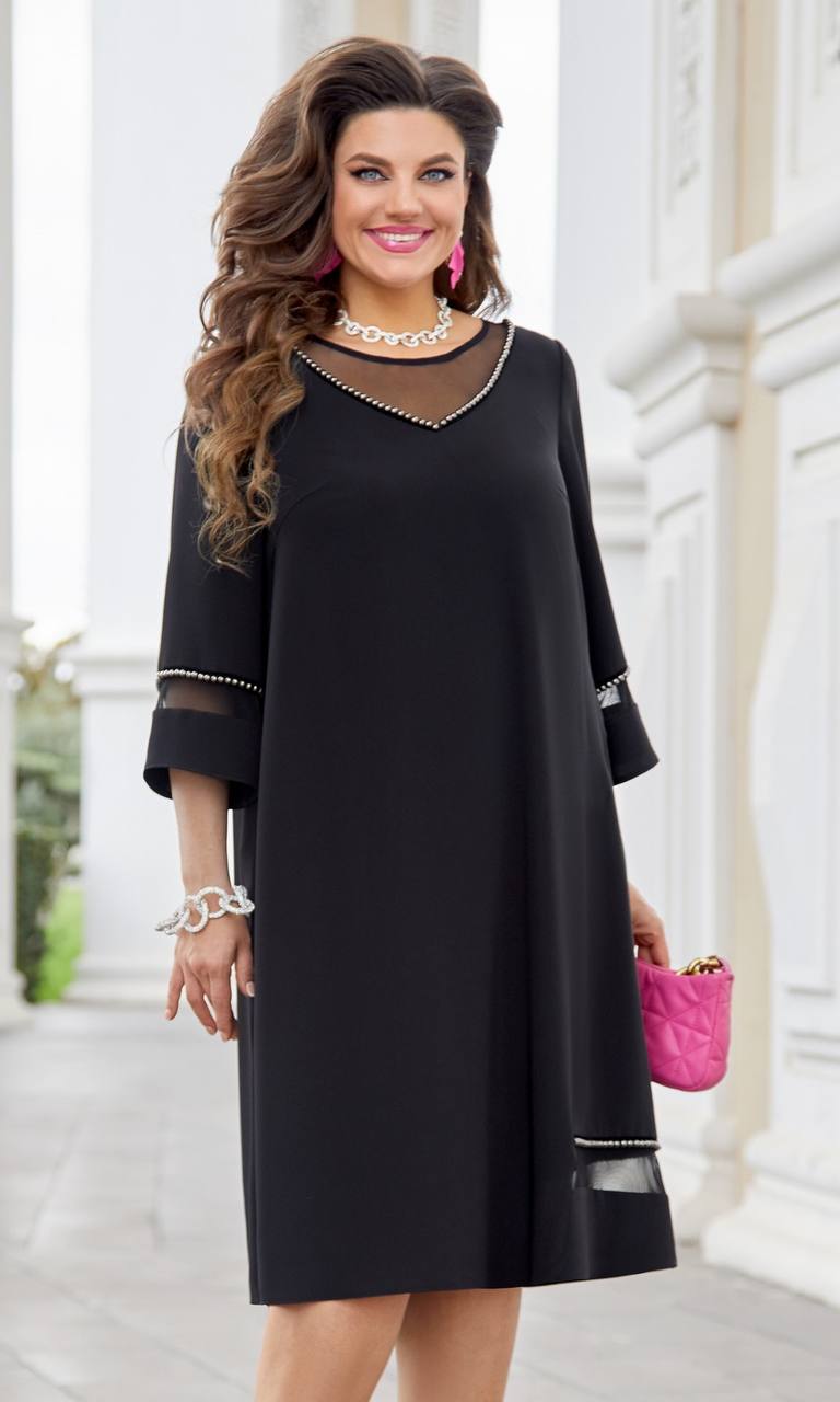 Rochie Criss Bela Moda, culoare neagră, cu perle la decolteu