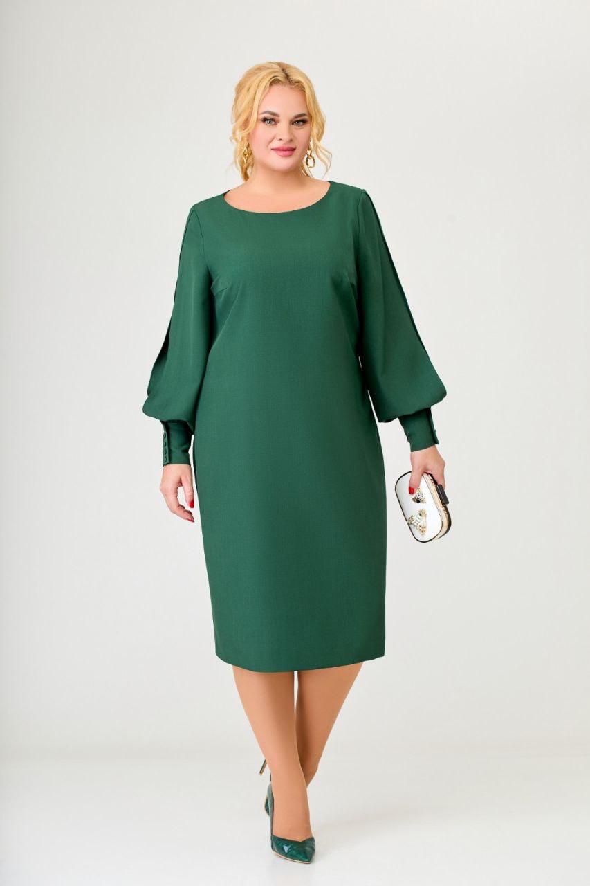 Rochie Ines Bela Moda, guler amplu cu volan în V, verde și negru, mărimi L-7XL