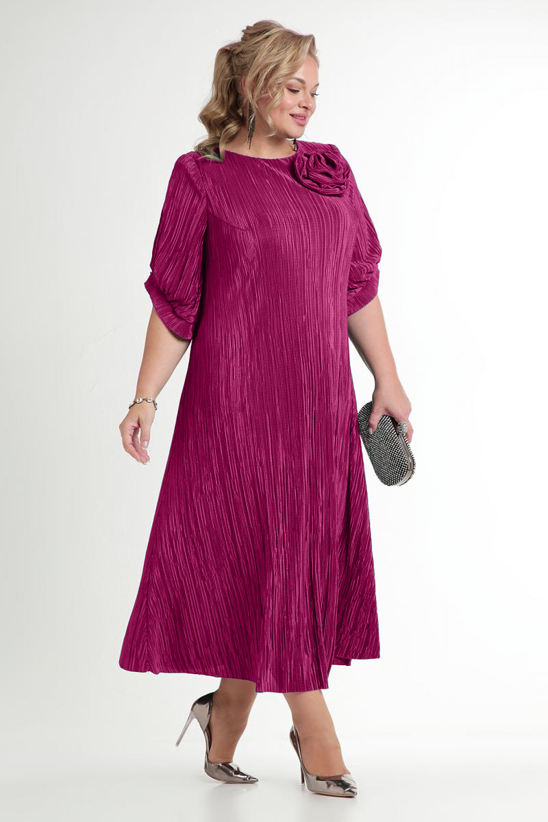 Rochie Plisată Lara Bela Moda, culoare fucsia, material plisat