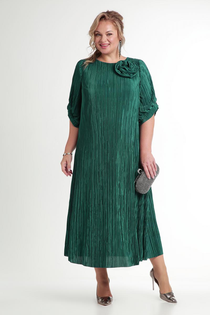Rochie Plisată Lara Bela Moda, culoare verde, detaliu material plisat