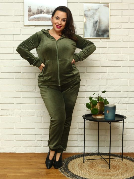 Trening din catifea Bela Moda, culoare kaki