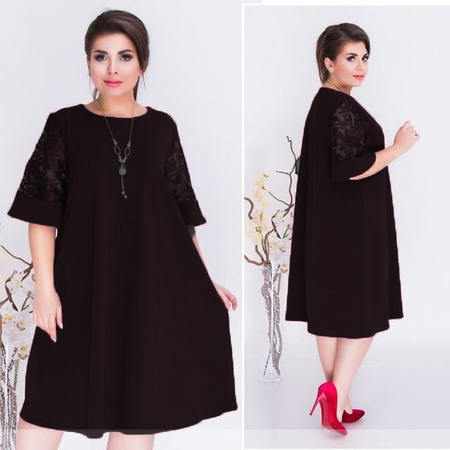 Rochie Elisabeta Bela Moda, formă de A, mâneci cu dantelă