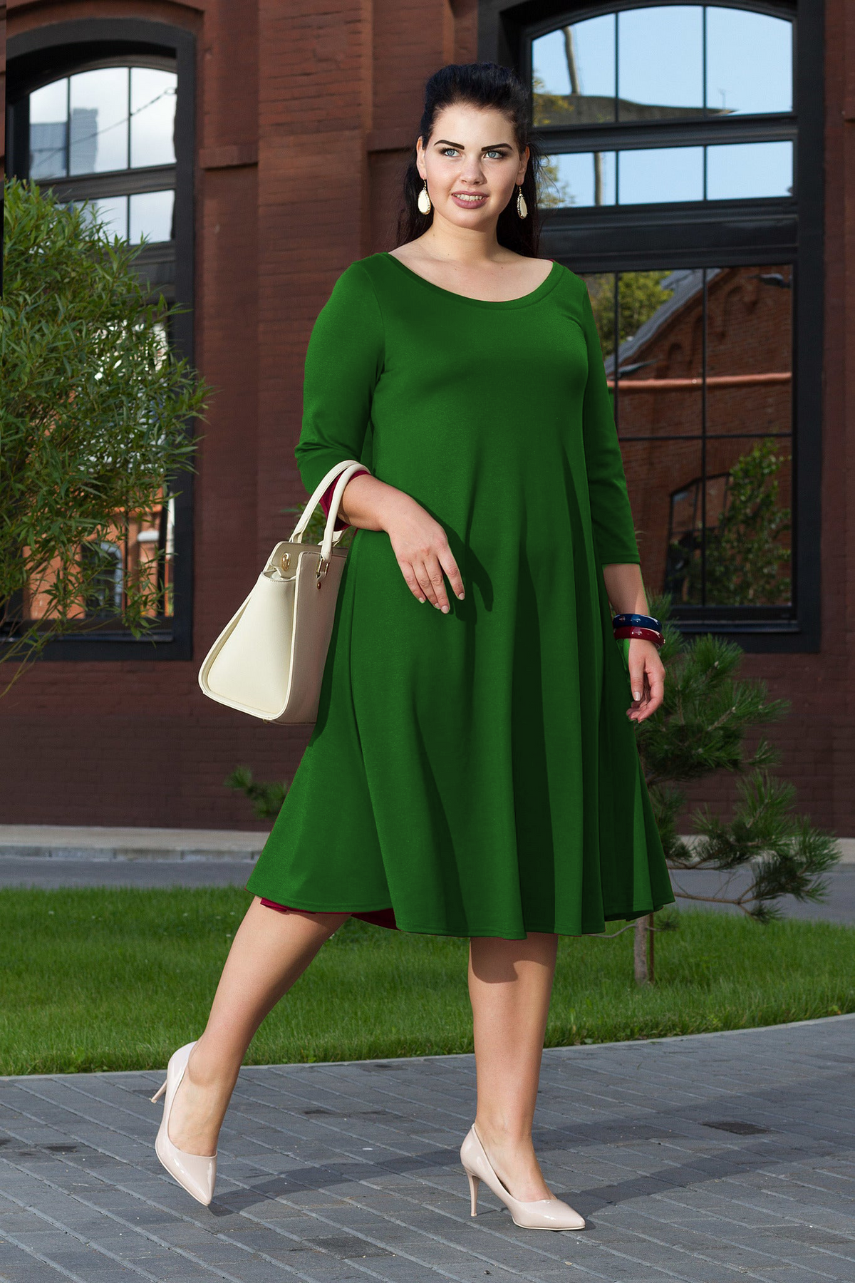 Rochie Ioana Bela Moda, croială formă de A, culoare verde