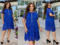 Rochie Mihaela Bela Moda, dantelă florală, culoare albastru