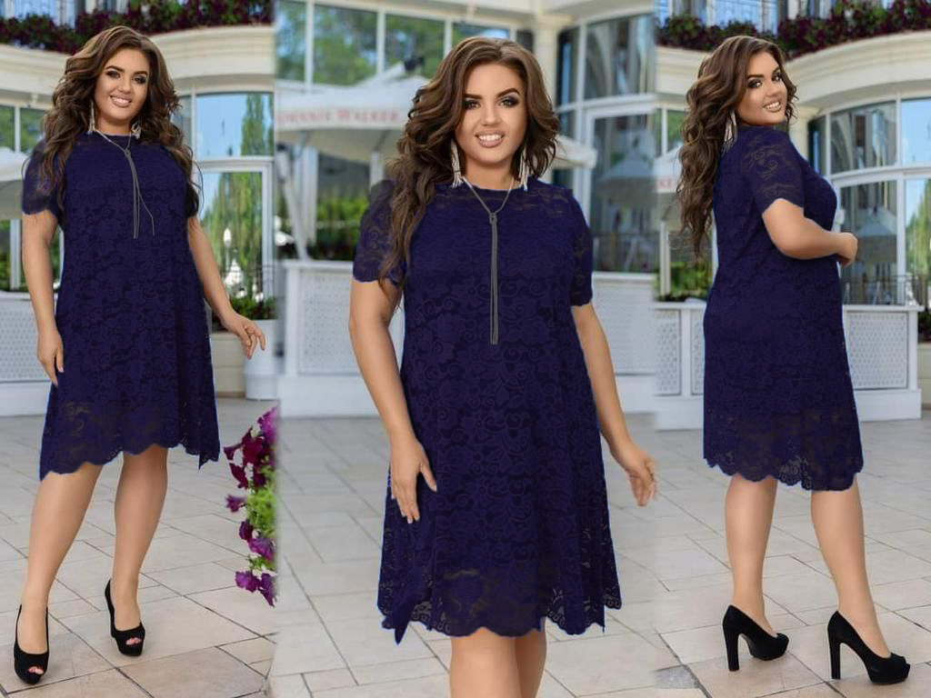 Rochie Mihaela Bela Moda, dantelă florală, culoare bleumarin