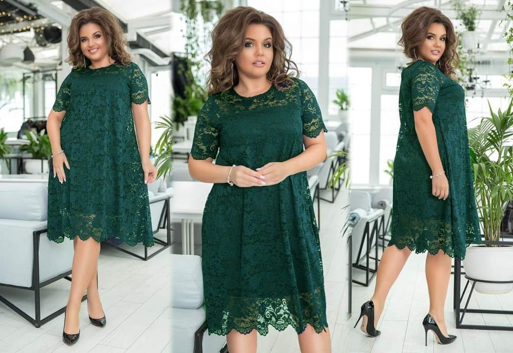 Rochie Mihaela Bela Moda, dantelă florală, culoare verde