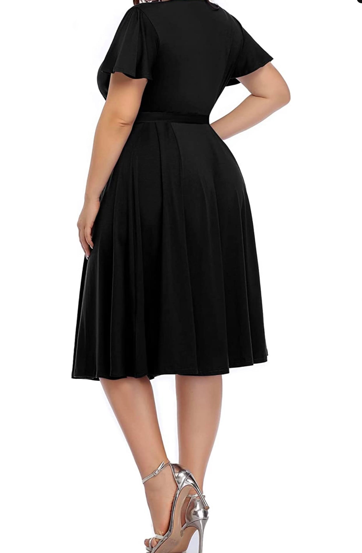 Rochie Mira Bela Moda, din lycra, decolteu în V, mâneci fluture